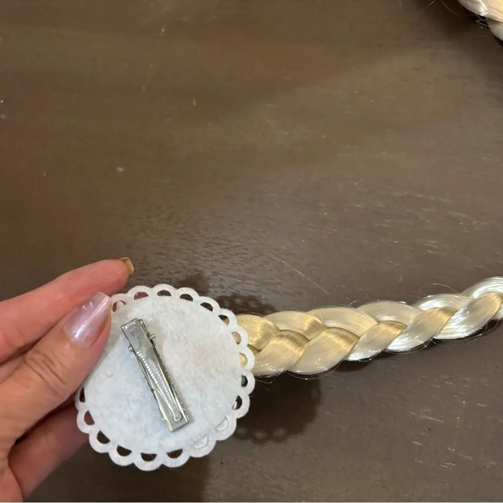 Kids Elsa Snowflake Braided Hair Clip - Silver/White
